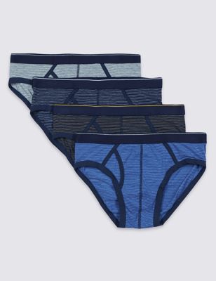 XXXL 4 Pack 4-Way Stretch Cotton Striped Briefs with StayNEW&trade; & Cool Comfort&trade; Technology